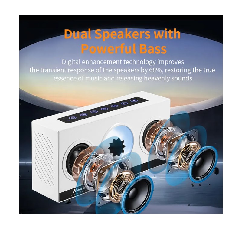 Portable Magnetic Ferrofluid Music Rhythm Bluetooth Speaker With Alarm Clock, TWS Pairing, TF Card And USB - White