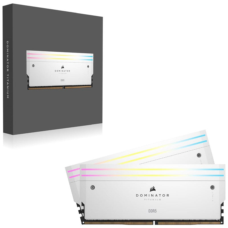 Corsair DOMINATOR TITANIUM RGB 64GB (2x32GB) DDR5 DRAM 6600MT/s CL32 Intel XMP Memory Kit - White