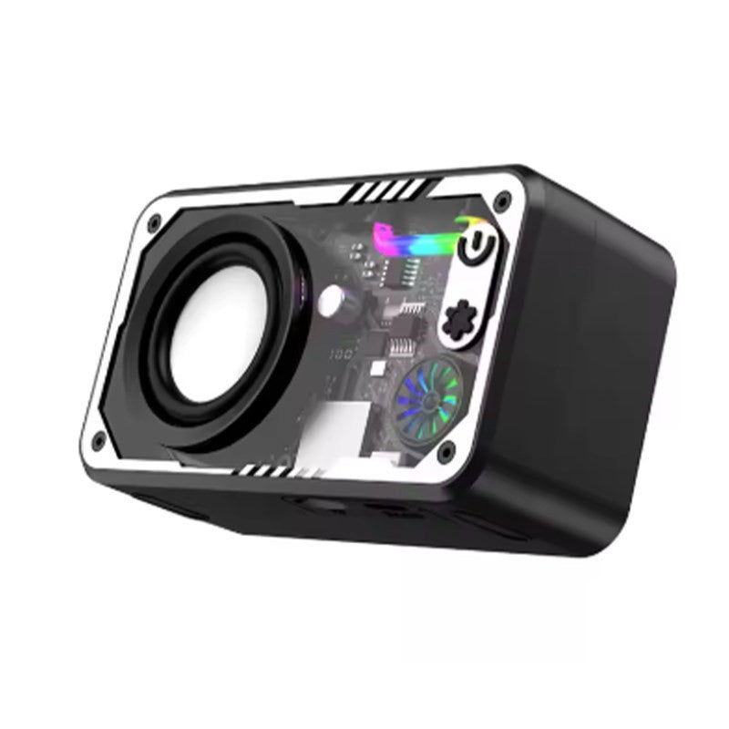 Transparent Portable Bluetooth Speaker With 3D Surround Sound, LED Light Effects, TF Card Support - Black, (Pack of 2)