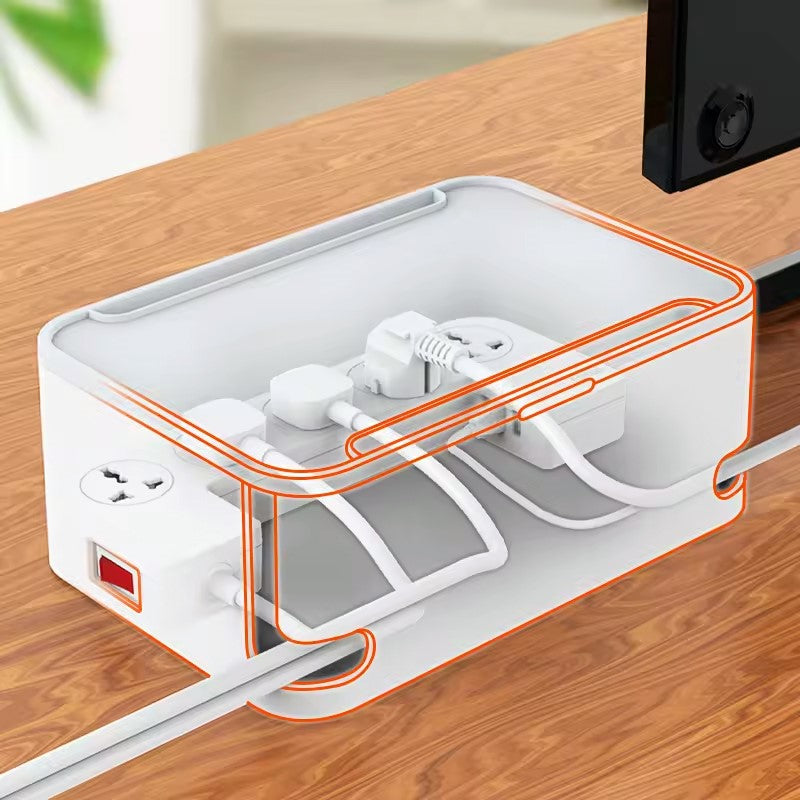 LDNIO SN5310 Power Extension Cord - 5 Universal AC Outlets, 3 USB-A Ports, Built-in Cable Management, Tablet Stand, 2500W, 2M Cable - White