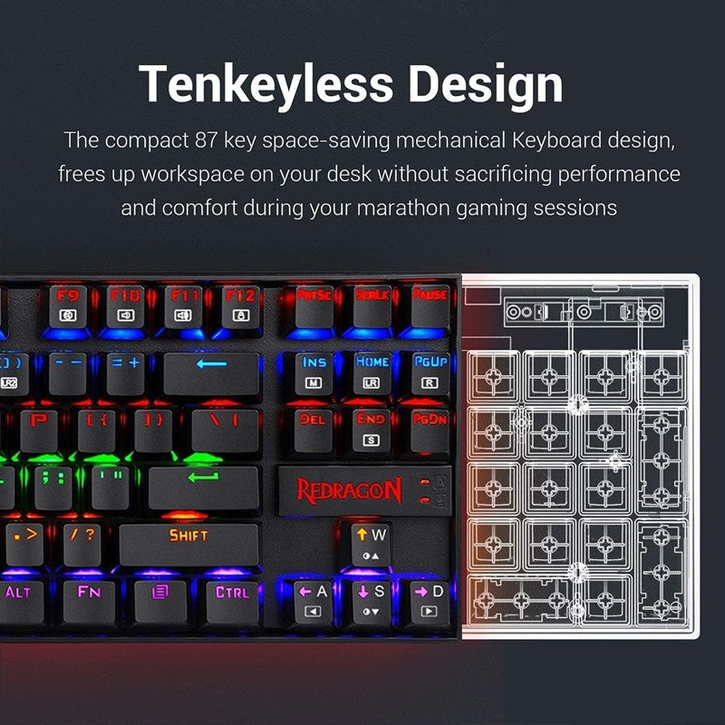 Redragon KUMARA K552 Wired RGB Mechanical Gaming Keyboard - Arabic (Blue Switch)