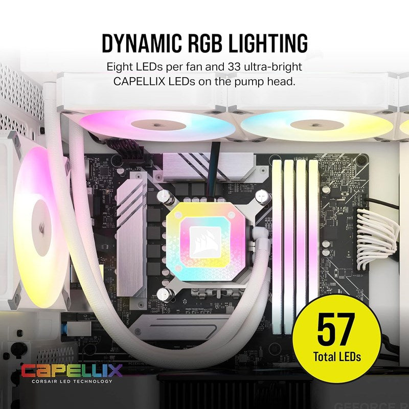Corsair iCUE H150i ELITE CAPELLIX XT 360 mm Liquid CPU Cooler - White