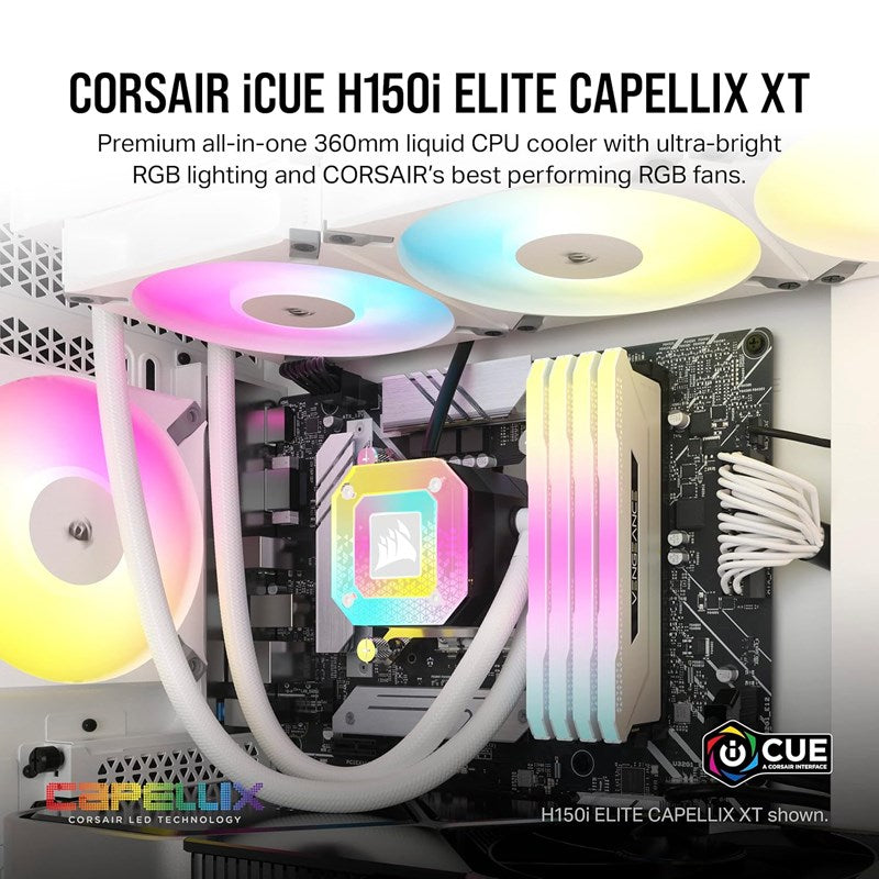 Corsair iCUE H150i ELITE CAPELLIX XT 360 mm Liquid CPU Cooler - White