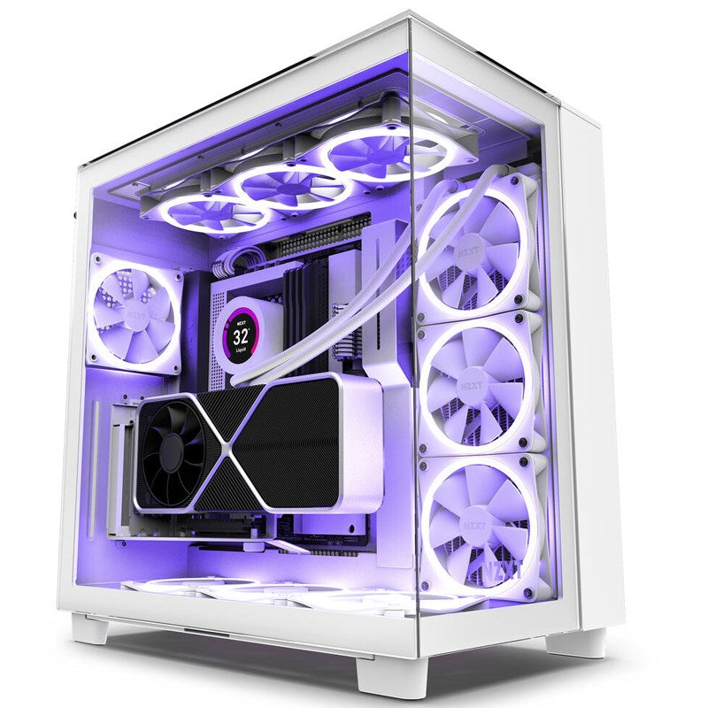 NZXT H9 Elite Premium Dual-Chamber ATX Mid-Tower Airflow Case - White (3 Fans Included)