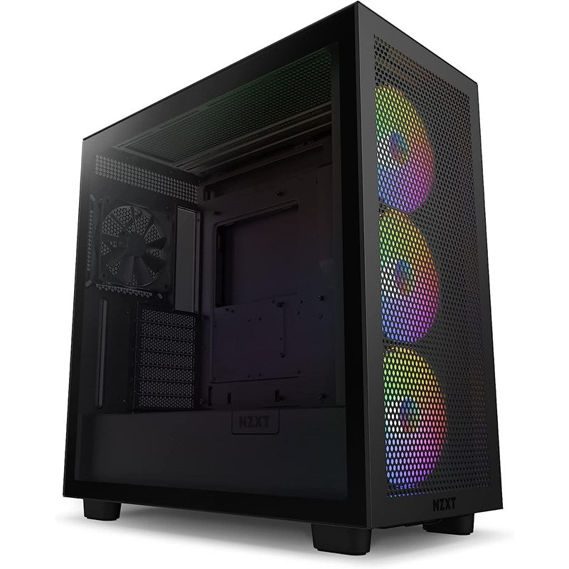 NZXT H7 Flow RGB Edition ATX Mid Tower Gaming Case with RGB Fans - Black