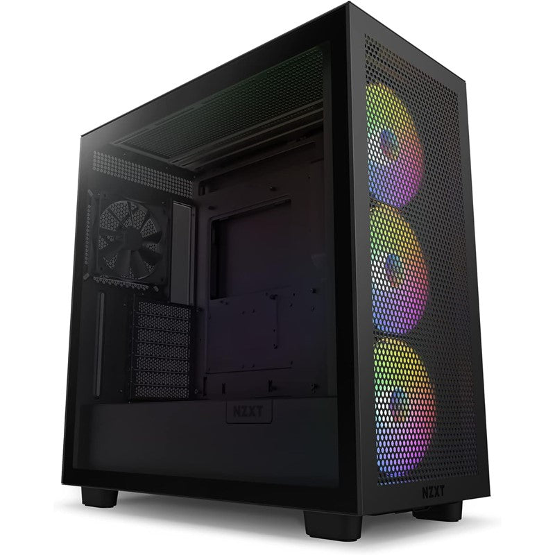 NZXT H7 Flow RGB Edition ATX Mid Tower Gaming Case with RGB Fans - Black