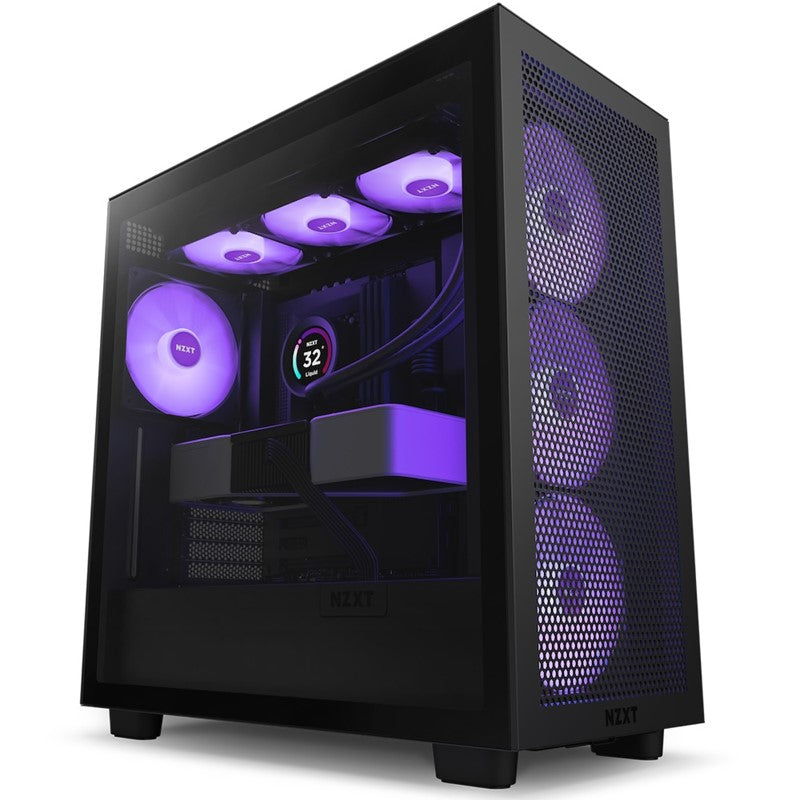 NZXT H7 Flow RGB Edition ATX Mid Tower Gaming Case with RGB Fans - Black