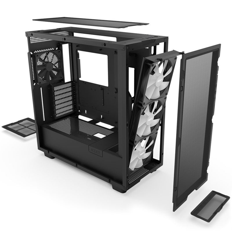 NZXT H7 Flow RGB Edition ATX Mid Tower Gaming Case with RGB Fans - Black