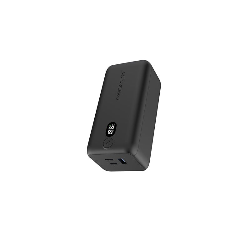 Powerology Onyx 30000mAh Dual USB-C Power Bank Rapid Four-Device Charging, Black