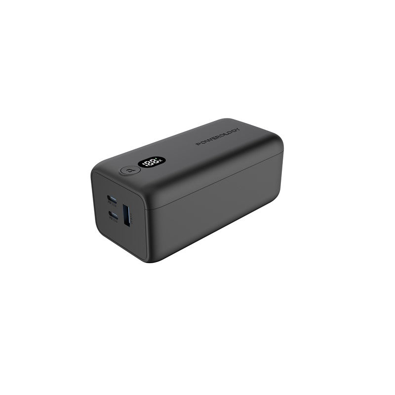 Powerology Onyx 30000mAh Dual USB-C Power Bank Rapid Four-Device Charging, Black