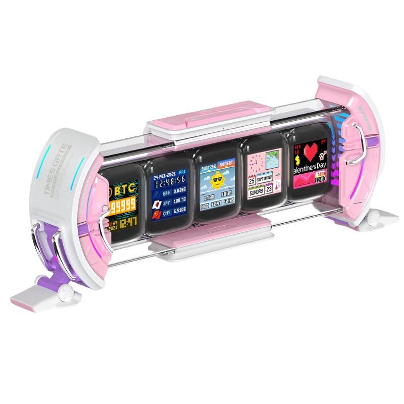 Divoom Times Gate Pixel Art Informative Cyberpunk Digital Clock Display - Pink