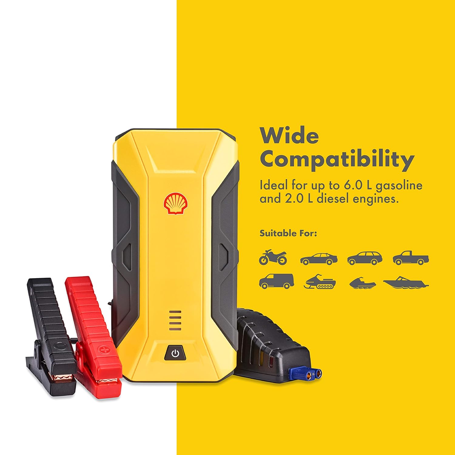 Shell Portable SH912 Jump Starter with USB Fast Charger, LED and SOS Light 800 Amp