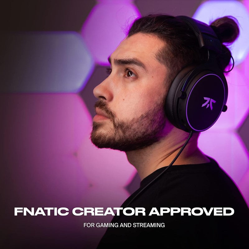 Fnatic React Gaming Headset for Esports with 53mm Drivers, Metal Frame, Precise Stereo Sound, Broadcaster Detachable Microphone