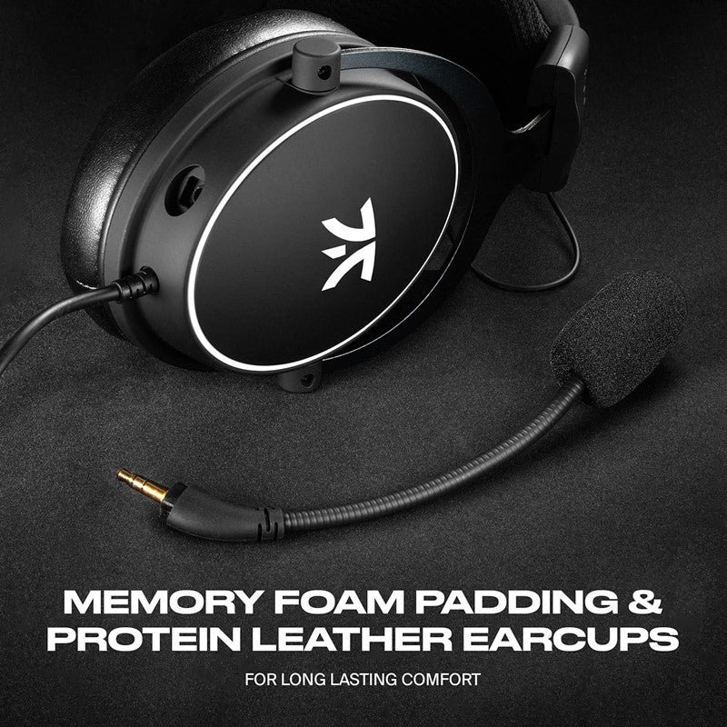 Fnatic React Gaming Headset for Esports with 53mm Drivers, Metal Frame, Precise Stereo Sound, Broadcaster Detachable Microphone