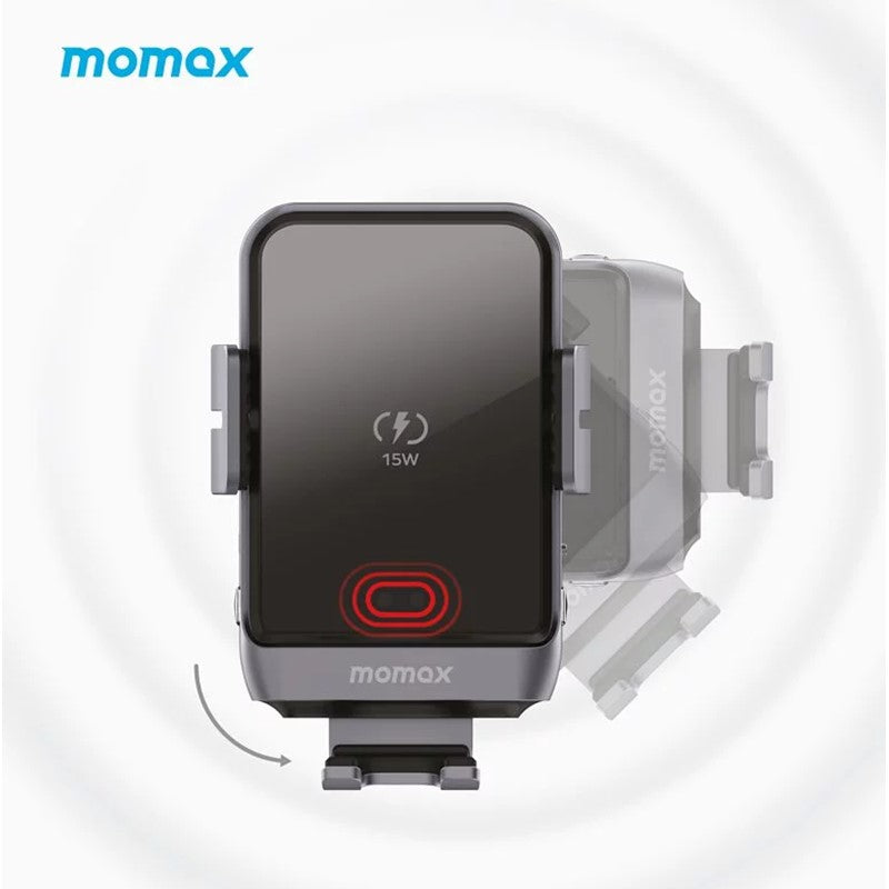 Momax Q.Mount Smart5 Infrared Induction Rotating Wireless Charging Car Holder Bundle, Black