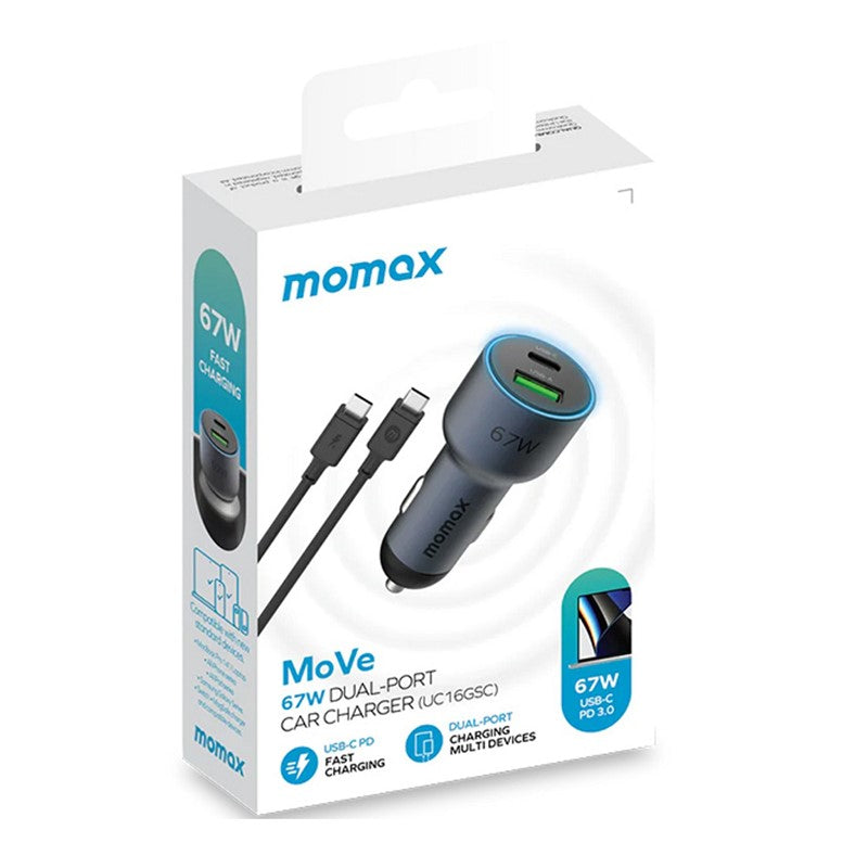 Momax MoVe 67 Watts Dual-Port Car Charger