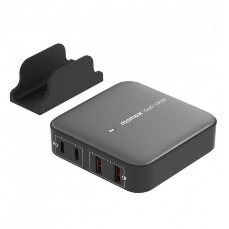 Momax OnePlug 100 Watts 4-Port Desktop Charger, Grey