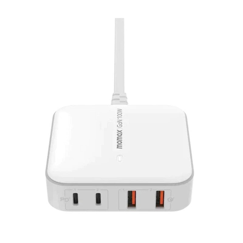Momax One Plug 100 Watts 4-Port GaN Desktop Charger, White