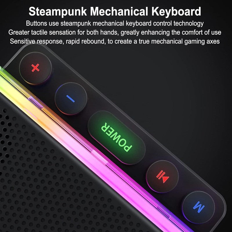 Gadgeton RGB Lightweight Bluetooth Speaker with Punk Keyboard, 3D Surround Sound and TF/USB/Type-C Interface - Open Box