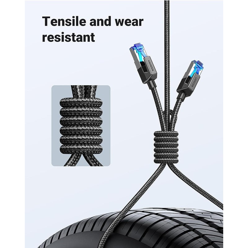 Ugreen Cat 8 Ethernet Cable 15 M, High Speed Braided 40Gbps 2000Mhz Network Cord Cat8 RJ45 Shielded Indoor Heavy Duty LAN Cables Compatible for Gaming PC PS5 Xbox Modem Router 6 ft - Open Box