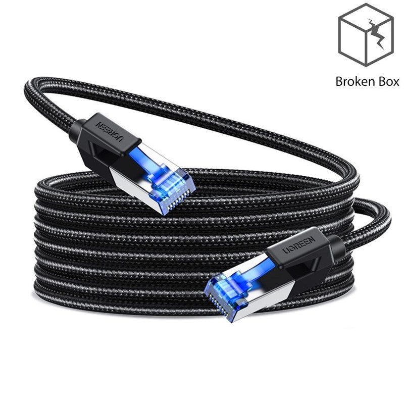 Ugreen Cat 8 Ethernet Cable 15 M, High Speed Braided 40Gbps 2000Mhz Network Cord Cat8 RJ45 Shielded Indoor Heavy Duty LAN Cables Compatible for Gaming PC PS5 Xbox Modem Router 6 ft - Open Box