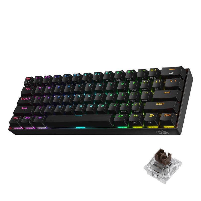 Redragon Draconic K530 PRO 60% Compact Wireless RGB Mechanical Gaming Keyboard (Brown Switch) - Black