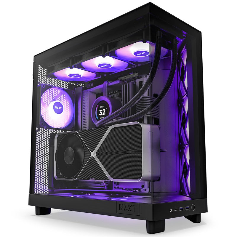 NZXT H6 Flow RGB Compact Dual-chamber ATX Mid Tower Gaming Case with RGB Fans