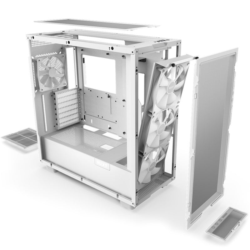 NZXT H7 Flow RGB Edition ATX Mid Tower Gaming Case with RGB Fans - White