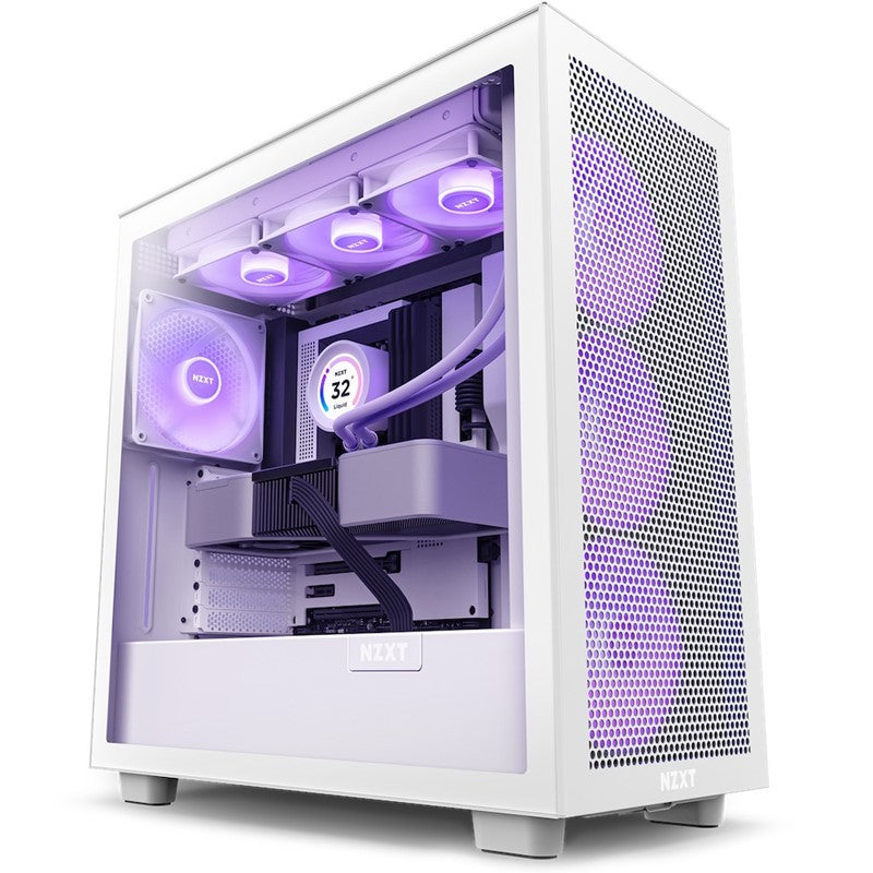 NZXT H7 Flow RGB Edition ATX Mid Tower Gaming Case with RGB Fans - White