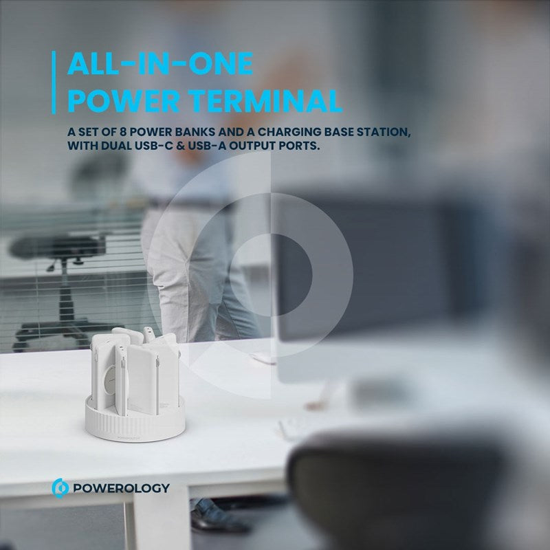 Powerology PPBCHA2681WH 8in1 Station 10000mAh PD 120W QC Wireless Power Bank - White