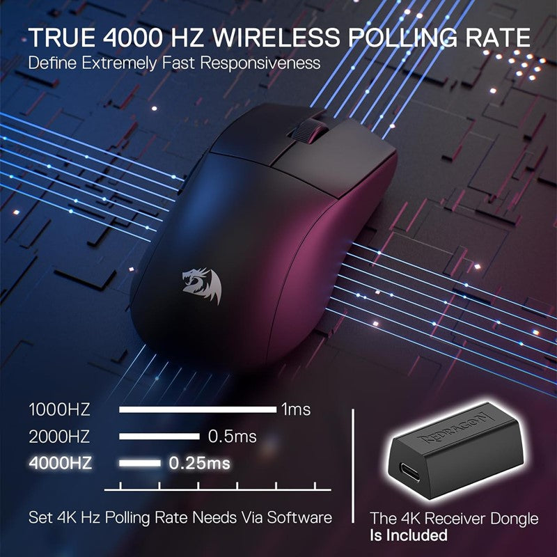 ريدراجون ماوس ألعاب لاسلكي M916 PRO 1K ثلاثي الأوضاع – أسود
