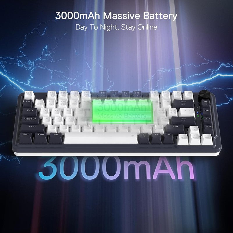 لوحة مفاتيح الالعاب اللاسلكيه K673 PRO 75% باضواء RGB – ابيض واسود