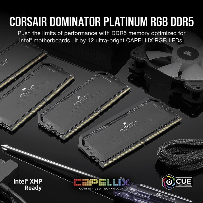 Corsair DOMINATOR PLATINUM RGB 64GB (2 x 32GB) DDR5 DRAM 5200MHz C40 Memory Kit