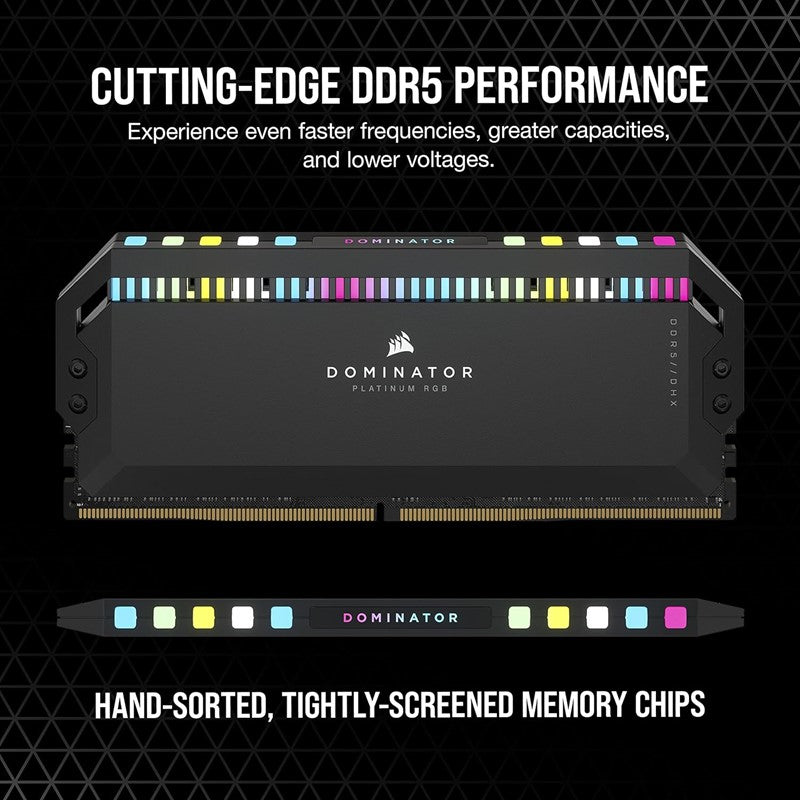 Corsair DOMINATOR PLATINUM RGB 64GB (2 x 32GB) DDR5 DRAM 5200MHz C40 Memory Kit