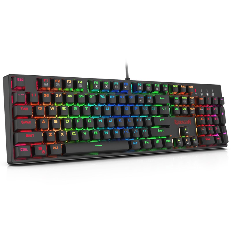 ريدراجون لوحة مفاتيح العاب K582 ميكانيكية مع 104 مفاتيح - باللون الأحمر RGB – أسود