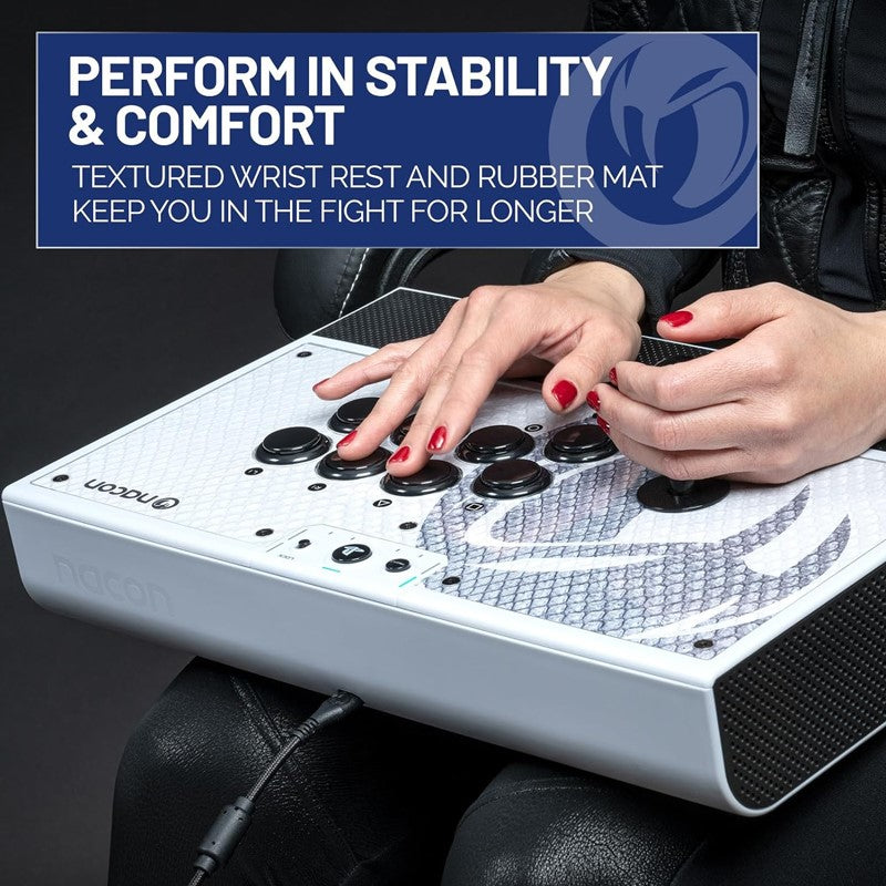 NACON Daija Wired Arcade Joystick Controller Officially Licensed for PlayStation PS5, PS4 and PC - White