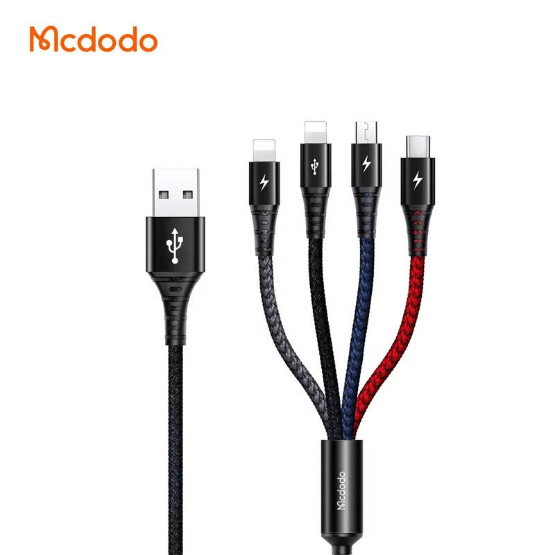 Mcdodo 4 in 1 Charging Cable ( 2 Lightning + Micro + Type-C )