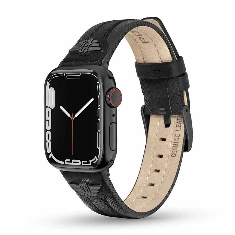 Police Wings Apple Watch 38/40/41, Smart Watch 20mm Leather (Gun Metal Buckle) Strap
