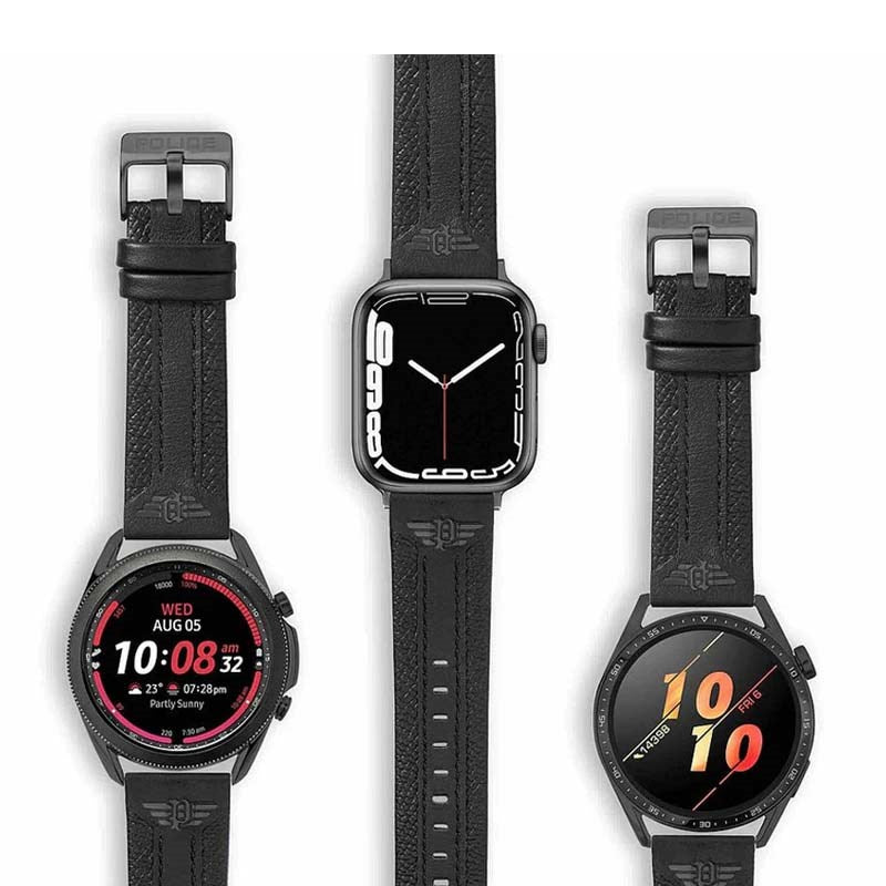 Police Wings Apple Watch 38/40/41, Smart Watch 20mm Leather (Gun Metal Buckle) Strap
