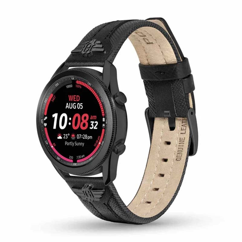 Police Wings Apple Watch 38/40/41, Smart Watch 20mm Leather (Gun Metal Buckle) Strap