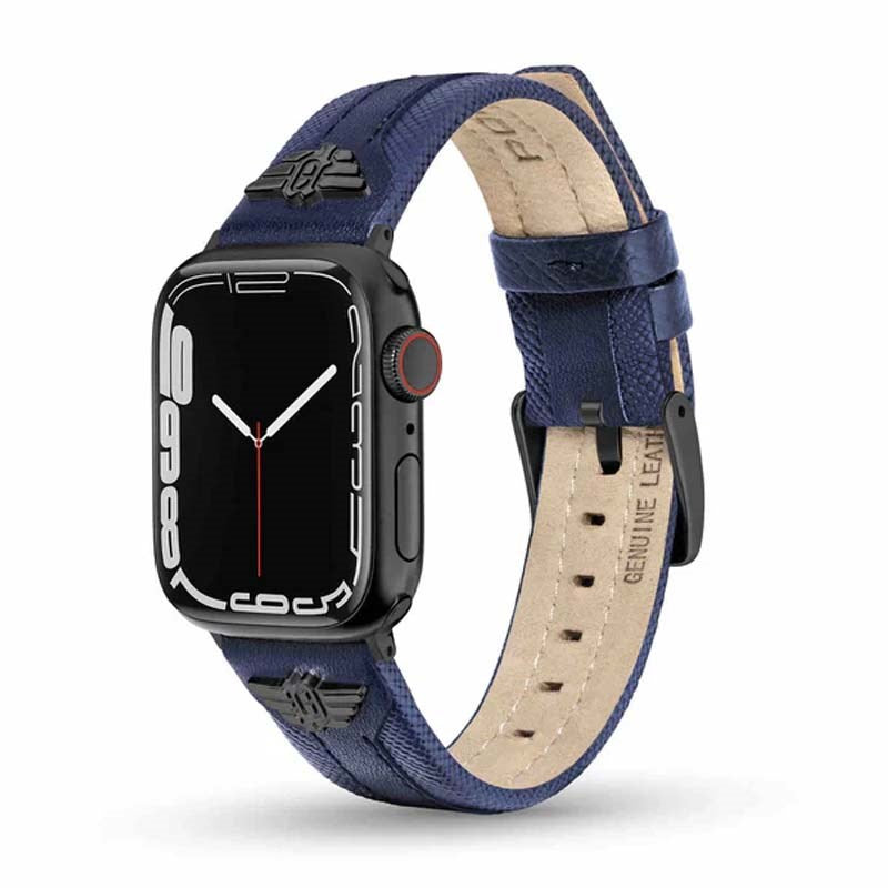 Police Wings Apple Watch 38/40/41, Smart Watch 20mm Leather (Gun Metal Buckle) Strap