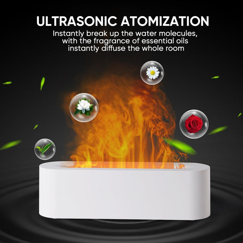 Gadgeton RGB Flame Aroma Diffuser & Humidifier with 7-Color LED Light - White