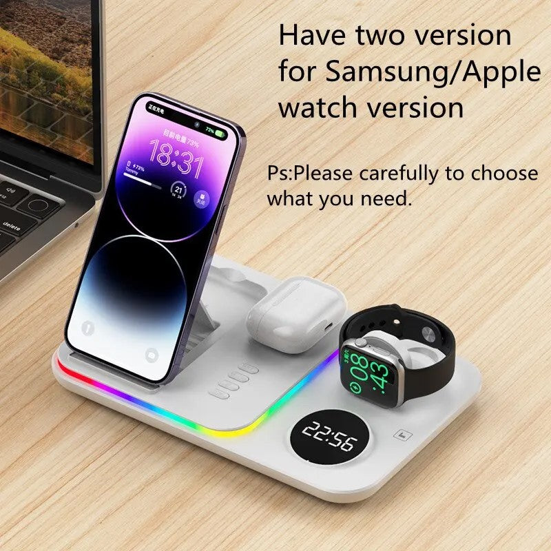 5 in 1 Wireless 30W Charging Stand with Light, Alarm Clock for Phones & Watch