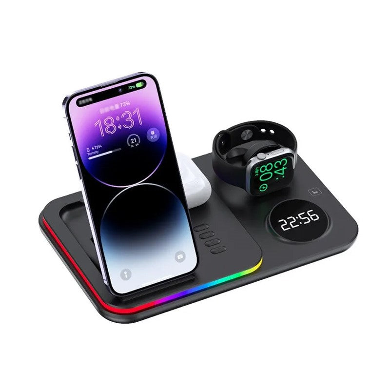 5 in 1 Wireless 30W Charging Stand with Light, Alarm Clock for Phones & Watch