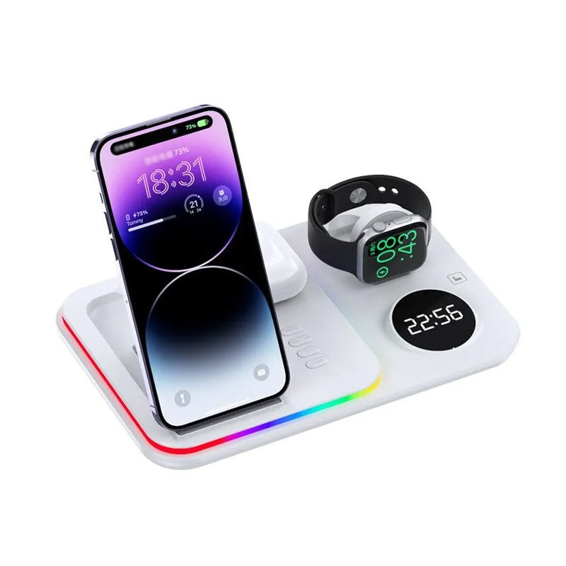 5 in 1 Wireless 30W Charging Stand with Light, Alarm Clock for Phones & Watch