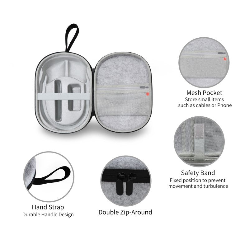 Portable Shockproof Travel Carry Case with Mesh Pocket for Apple Vision Pro - Grey