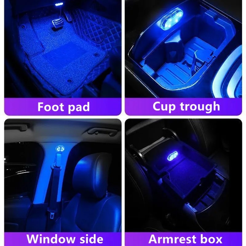 Touch Activated 2PCS Car Atmosphere Light & Charging LED Reading Light - Transparent