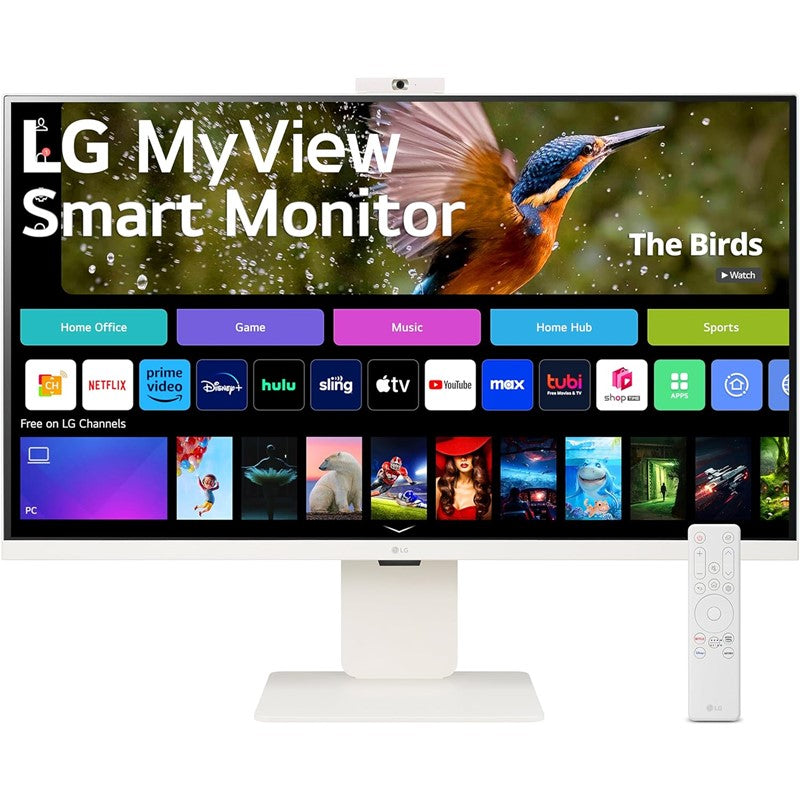 LG  MyView Smart Monitor 32-inch 4K UHD (3840x2160), IPS Display, webOS 23, USB Type-C 90W PD, Built-in FHD Webcam & Speaker, HDR 10, AirPlay 2, Screen Share, Bluetooth, White