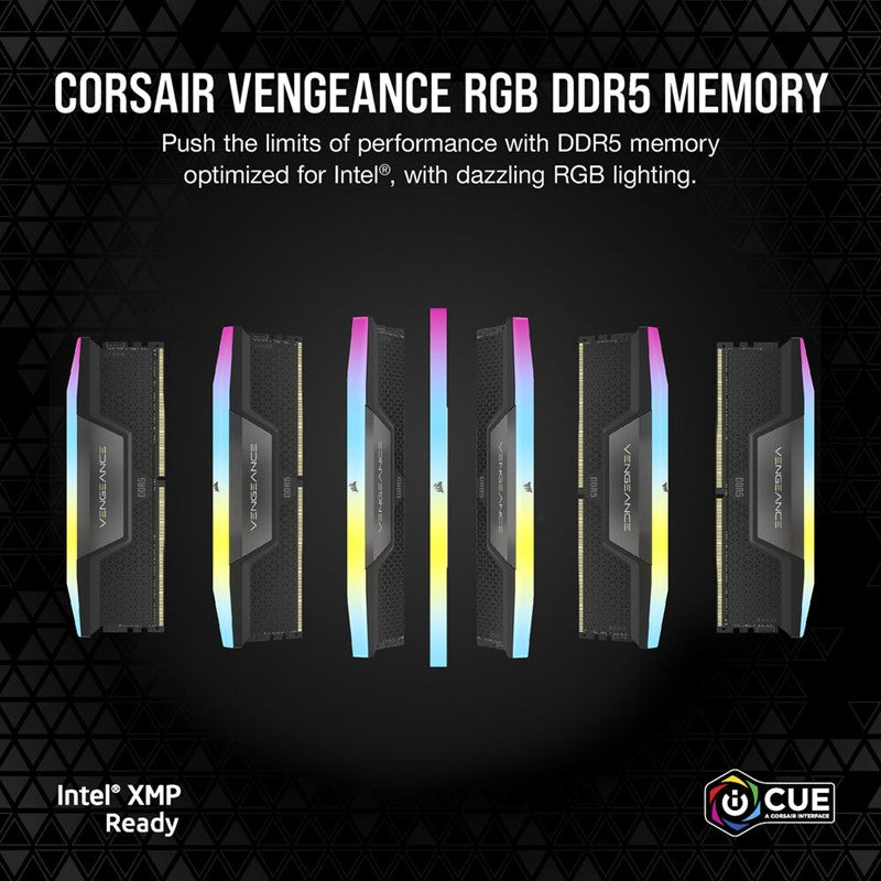Corsair Vengeance RGB 32GB (2x16GB) DDR5 6000MHz CL38 Memory Kit - Black