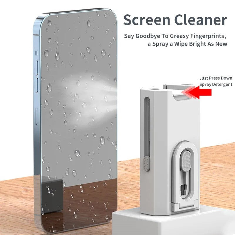 8 in 1 Airpods Cleaner, Cleaning Kit with Keyboard Brush, Earphones Cleaning Pen, Screen Cleaner, and Keycap Puller - White